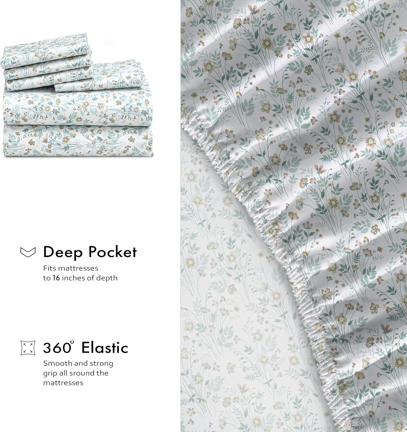 Ruvanti 100% Cotton Percale Sheets Full Size 6 Piece Set, Cooling Bed Sheets for Hot Sleepers, Deep Pocket 16”, Breathable Lightweight & Du…