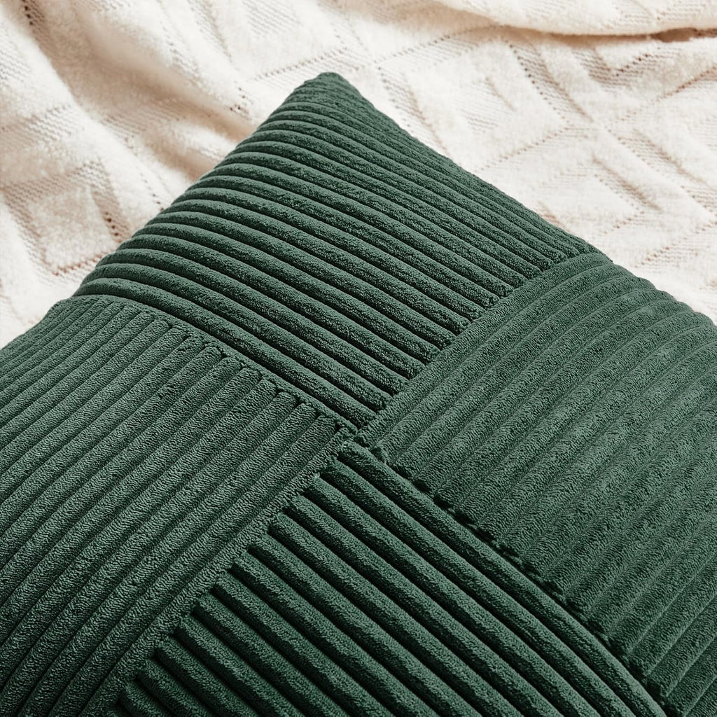 Fancy Homi Set of 2 Dark Green Samll Decorative Throw Pillow Covers 12x12 Inch for Living Room Couch Bed, Boho Farmhouse Forest Green…