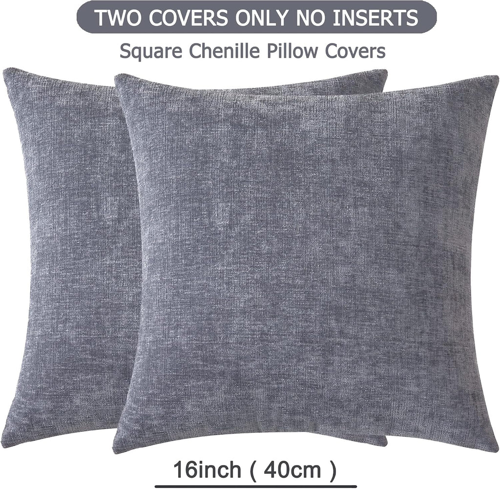 Gawamay Decorative Throw Pillow Covers 16x16 Inch Set of 2, Super Soft Chenille Square Pillows Farmhouse Fall Pillowcase for Living Room Be…