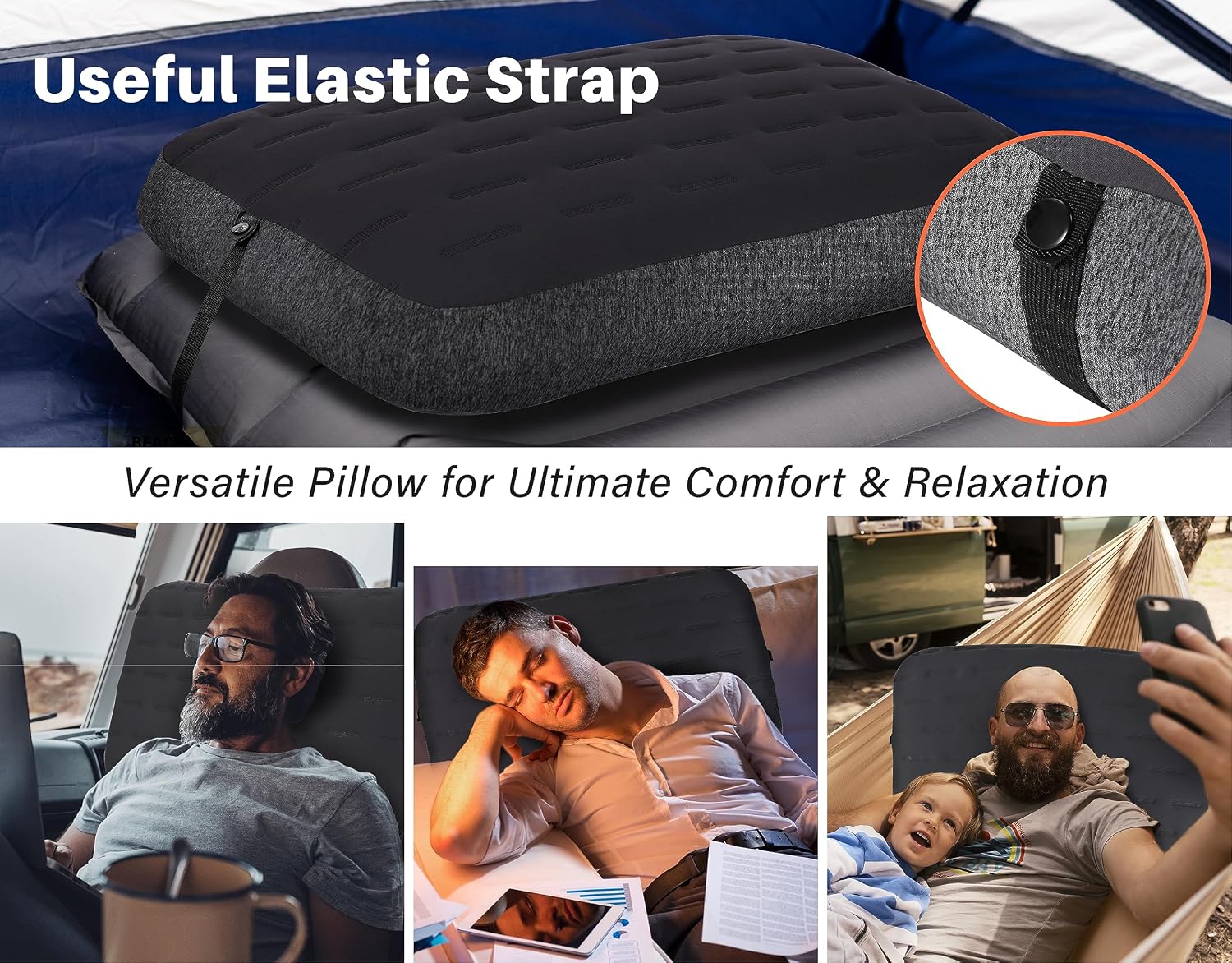 TREKOLOGY Camping Pillow - Large Inflatable (24"x15") for Home-Like Comfort, Portable & Ergonomic, Easy to Clean, Durable & Leak-Proof…