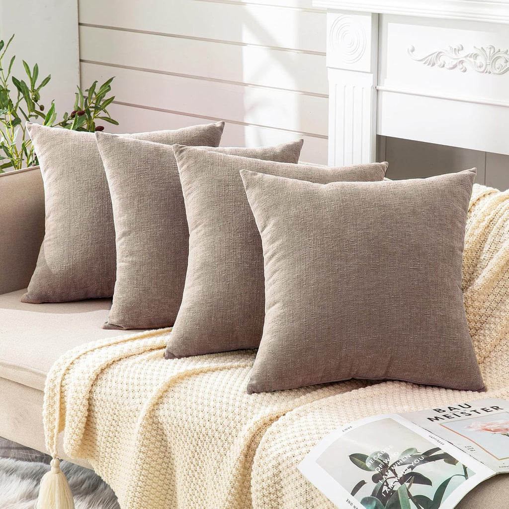 Gawamay Decorative Square Throw Pillow Covers 18"x18" Inch Set of 4, Super Soft Chenille Pillows Cover Fall Pillowcase for Living Room Bedr…
