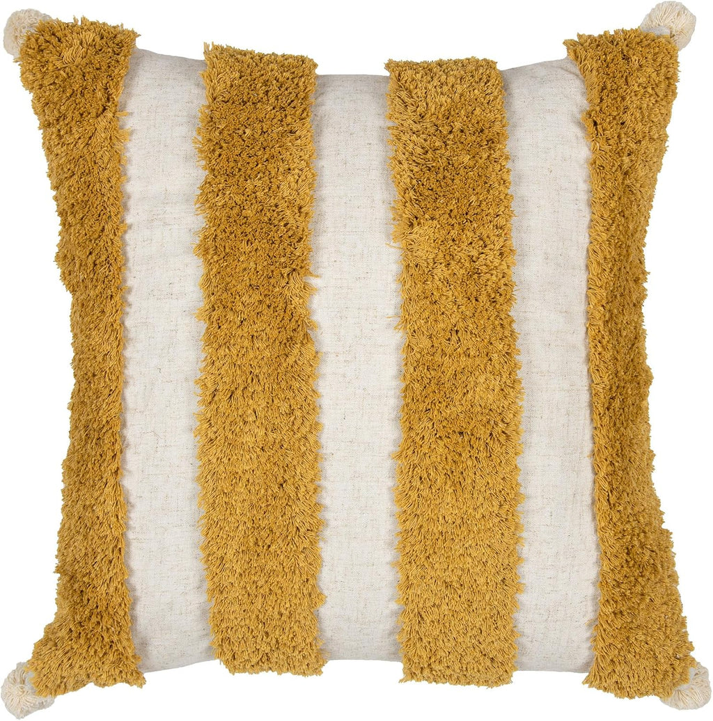 Loopuinhom Boho Pillow Covers 18X18 Inch Boho Tufted Linen Throw Pillow Covers Decorative Pompoms Cushion Cover Farmhouse Pillow Case for C…