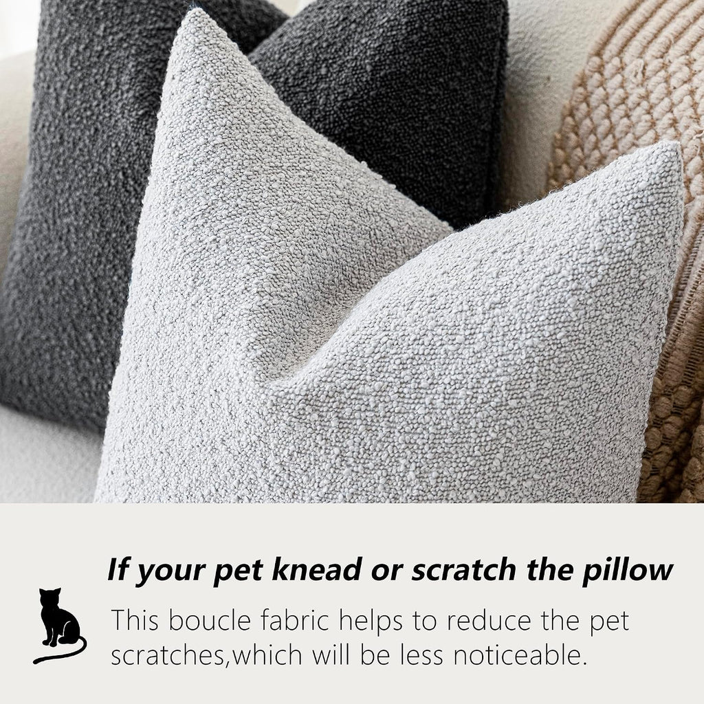 Foindtower Decorative Textured Boucle Throw Pillow Covers Accent Solid Pillow Cases Neutral Soft Cozy Couch Cushion Case for Chair Sofa…