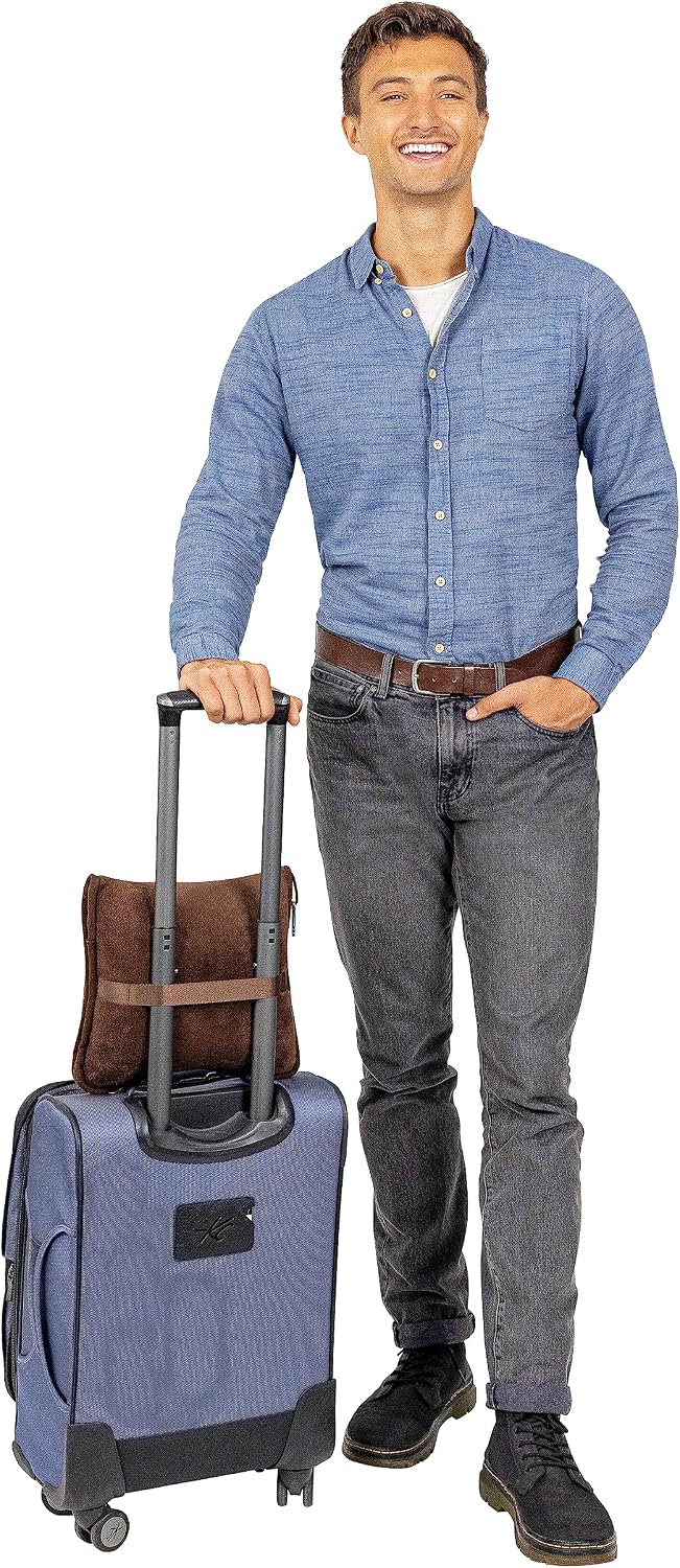 BlueHills Premium Soft Travel Blanket Pillow Airplane Blanket Soft Bag Pillow case with Hand Luggage Belt and Backpack Clip Compact Pack…