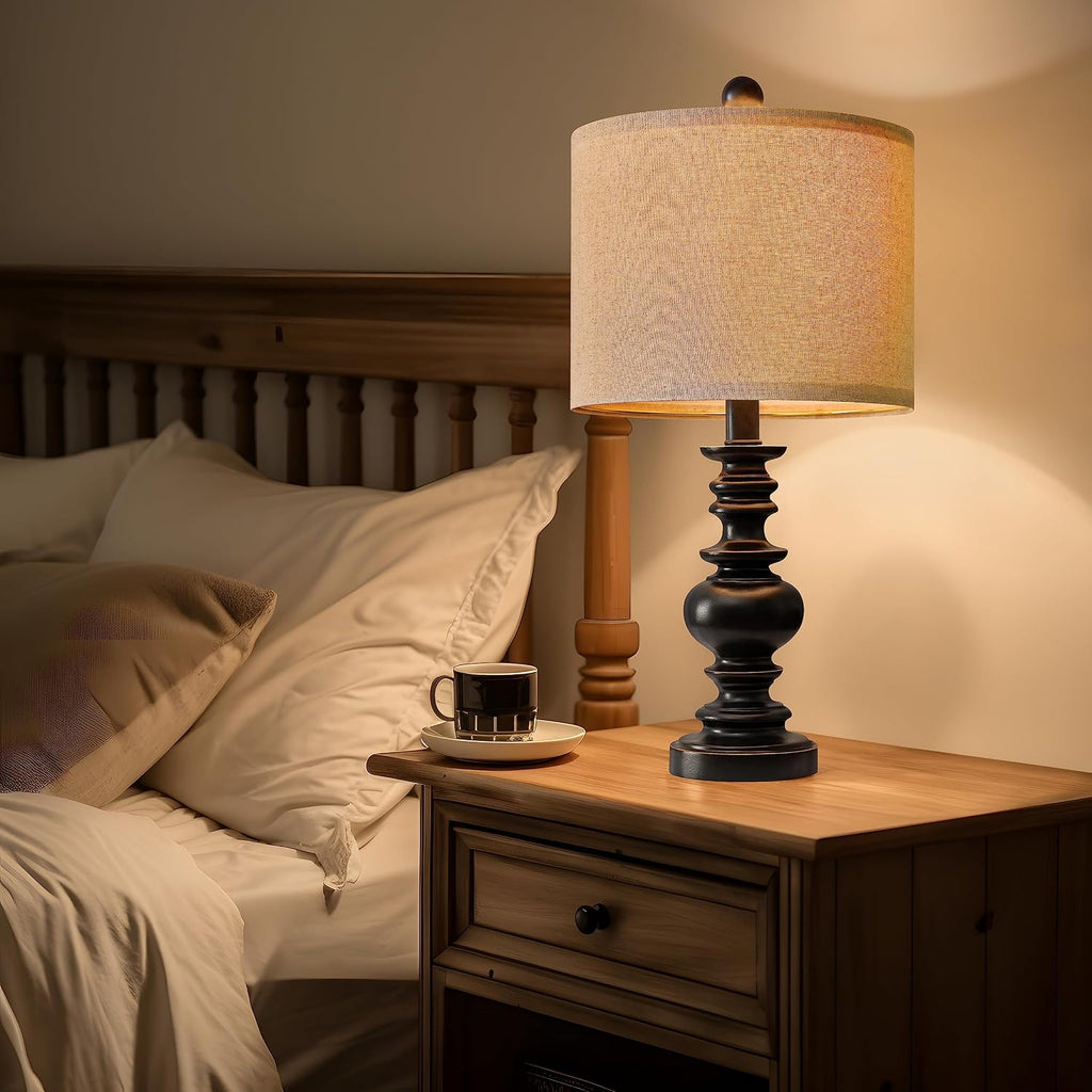 BOBOMOMO 20" Table Lamp Set of 2 for Bedroom Living Room Vintage Rustic Traditional Nightstand Bedside Lamps(Suitable for Decorating…