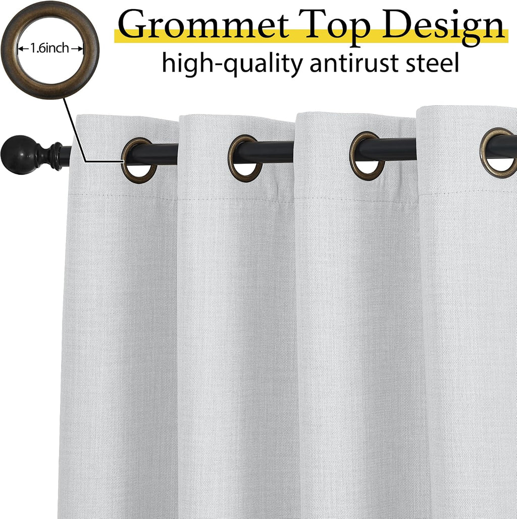 Nicetown Faux Linen Greyish White Room Darkening Curtain Valances 36 inches Long, Grommet Energy Saving Thermal Window Tiers Short Curtains…