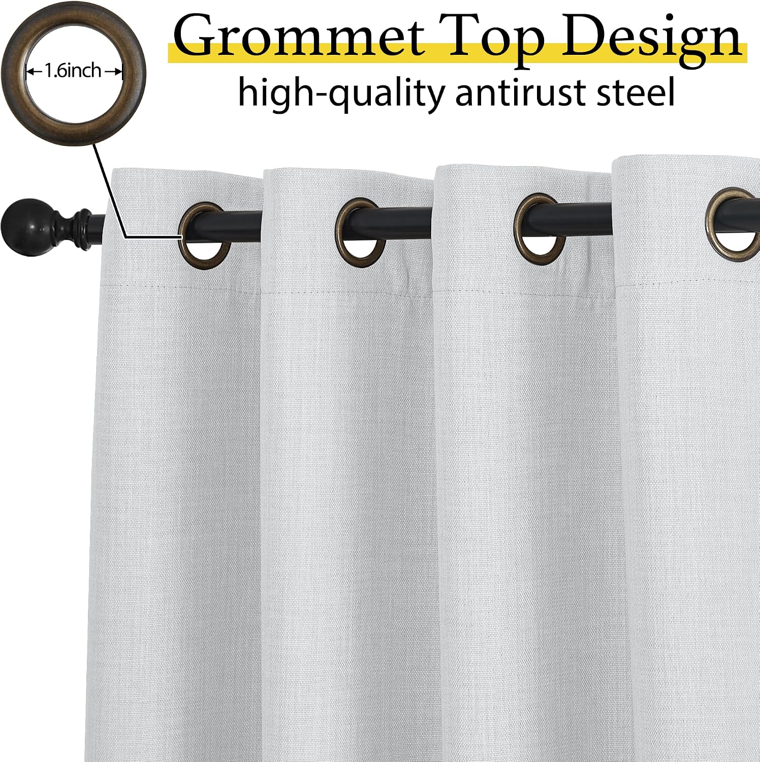 Nicetown Faux Linen Greyish White Room Darkening Curtain Valances 36 inches Long, Grommet Energy Saving Thermal Window Tiers Short Curtains…