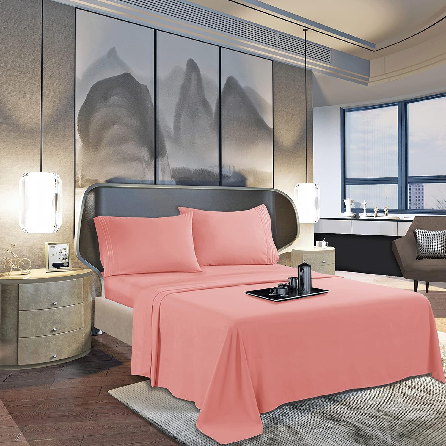 MocassiLuxuryBedding Mocassi King Sheet Set - Luxury Hotel 1800 Premier Bedding Sheets & Pillowcases - Ultra Soft Breathable & Cooling Bed…