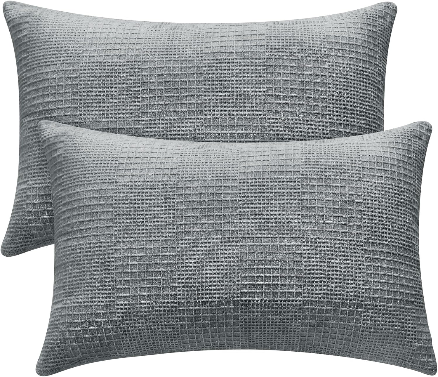 Bedelite Flannel Pillow Cases Queen Size Set of 2, Decorative Waffle Weave Fleece Pillowcasess with Zipper for Bedroom, Sofa, Luxury Cozy P…