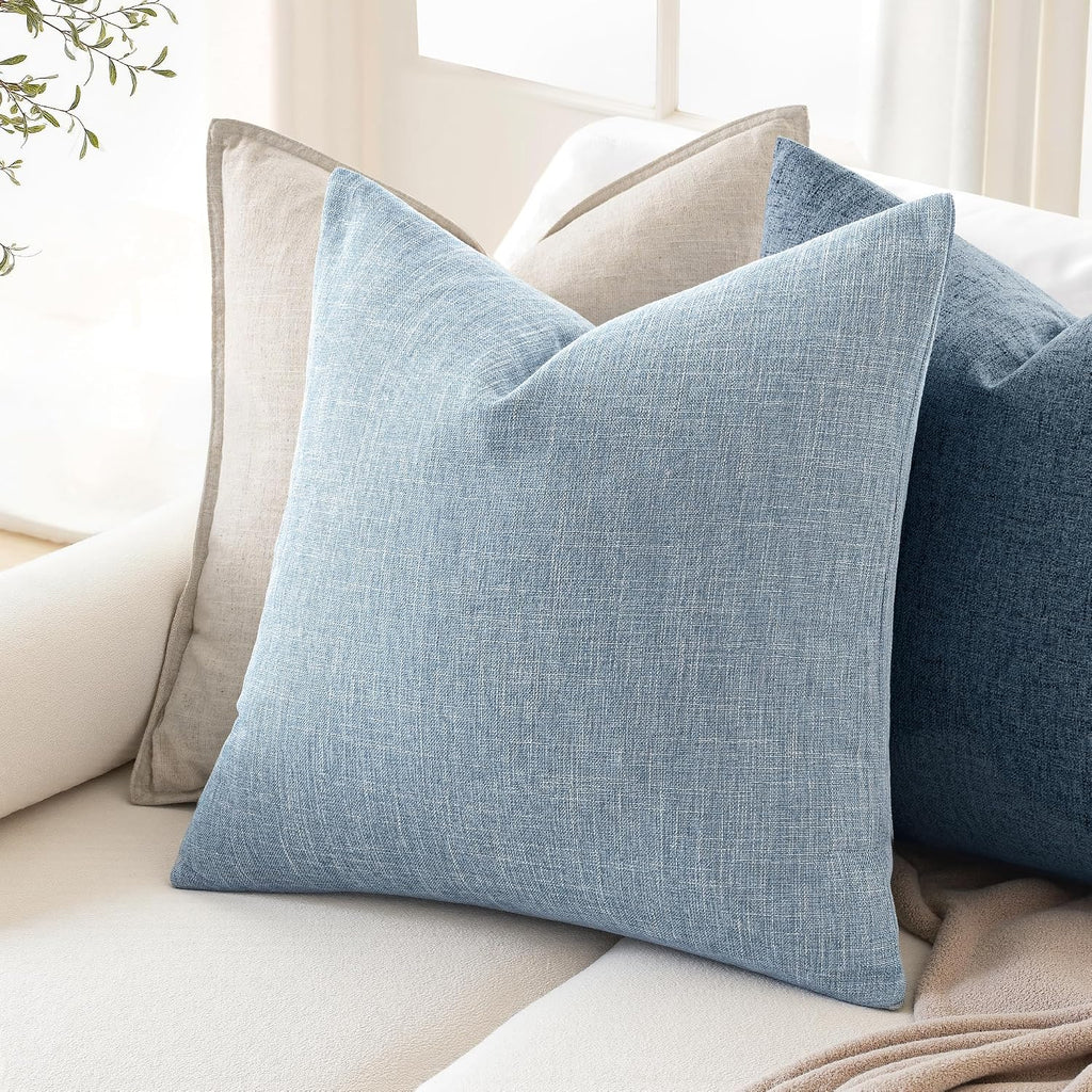 Miulee Pack of 2 Decorative Linen Burlap Textured Pillow Covers Farmhouse Boho Accent Pillowcases Spring Coastal Home Decor for Couch Sofa…