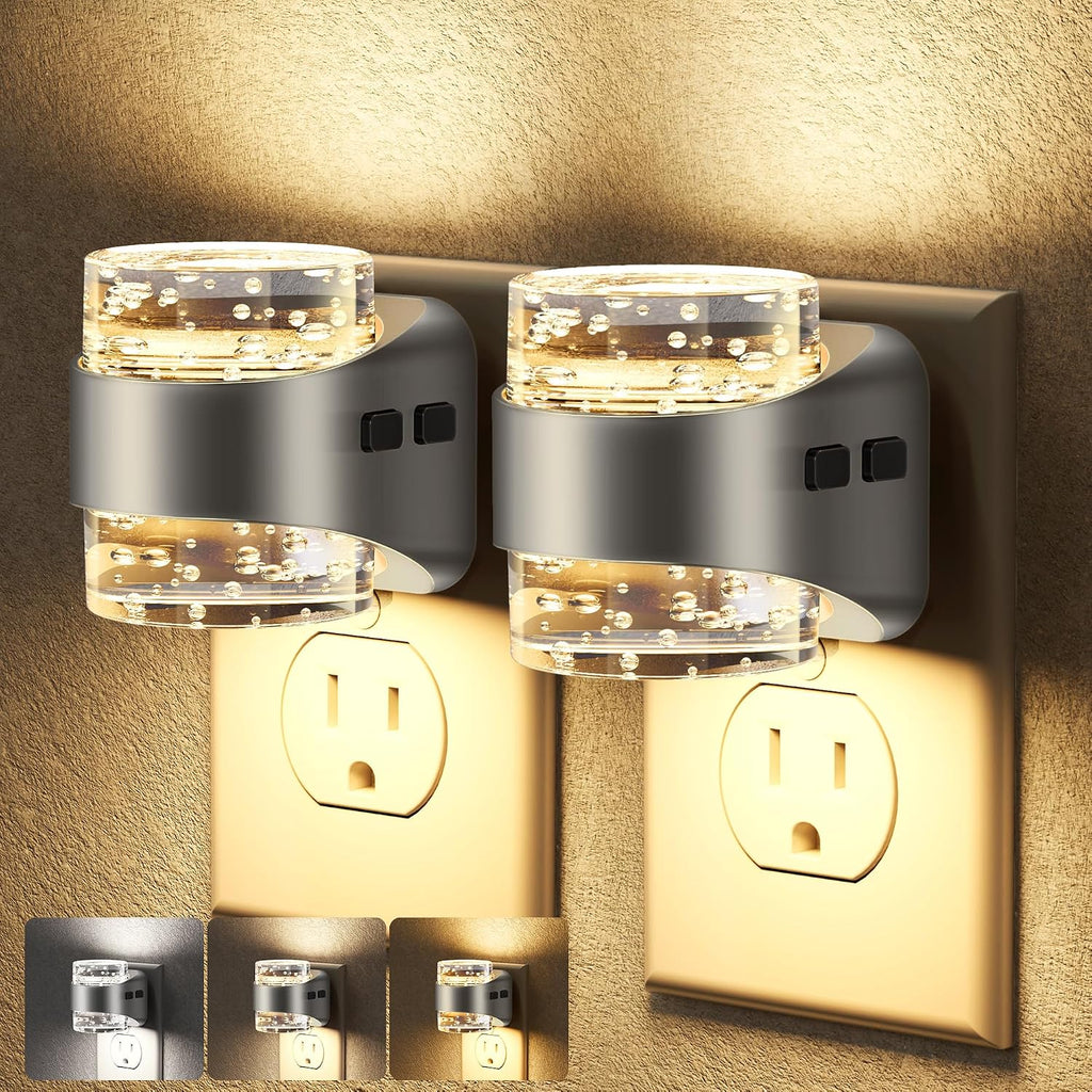 Briignite Night Light Plug into Wall 2 Pack, Dimmable Night Light with Bubble Design 3000K/4000K/5000K & 3 Brightness Levels for Baby…