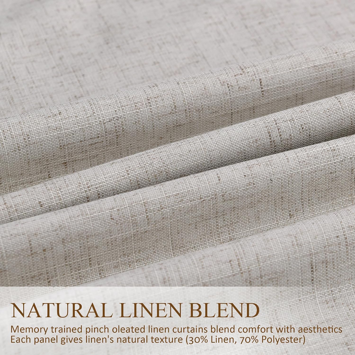 Boodii Beige 100% Blackout Linen Pinch Pleated Curtains Extra Long 112 Inch 2 Panels Elegant Textured Boho Farmhouse Memory Training Pleat…