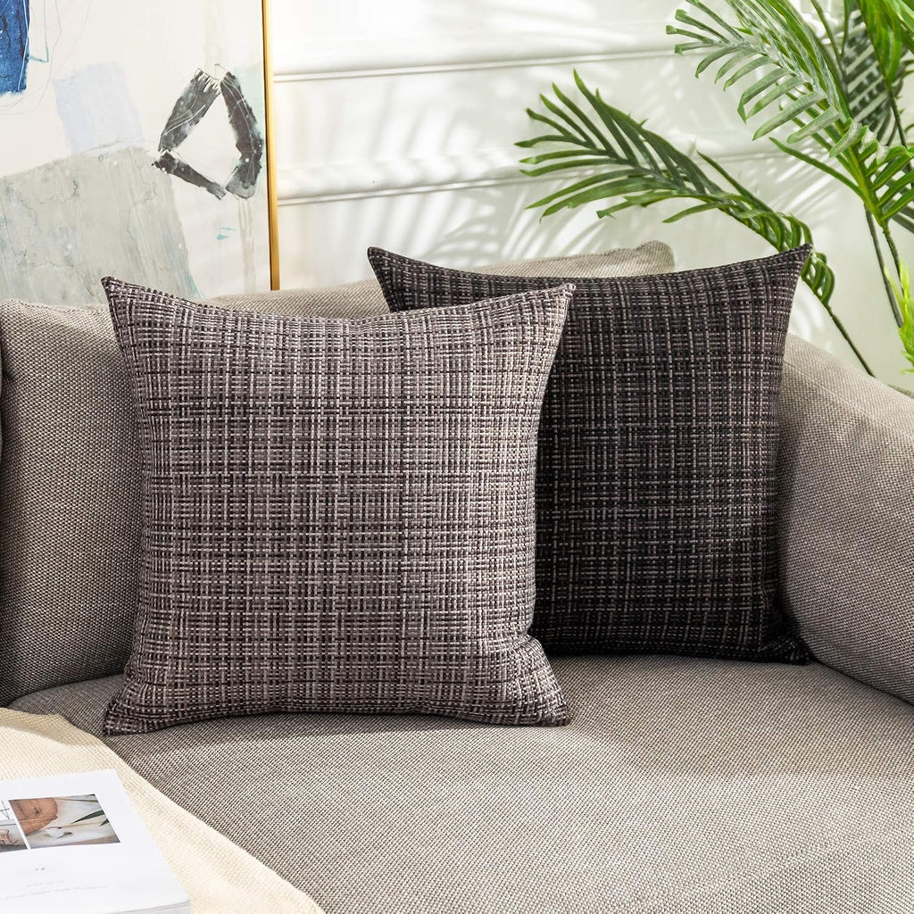 Kevin Textile Pack of 2 Decorative Outdoor Waterproof Throw Pillow Covers Stripe Square Pillowcases Modern Cushion Cases for Patio Couch…