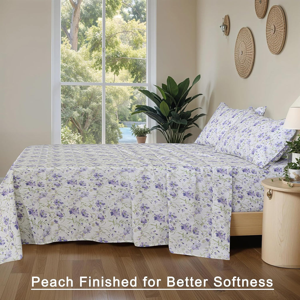 Ruvanti 100% Cotton Organic Percale Sheets Cal King Size – Crisp Cooling Bed Sheets for Hot Sleepers, Deep Pocket 13”, Soft Peach Finish, B…