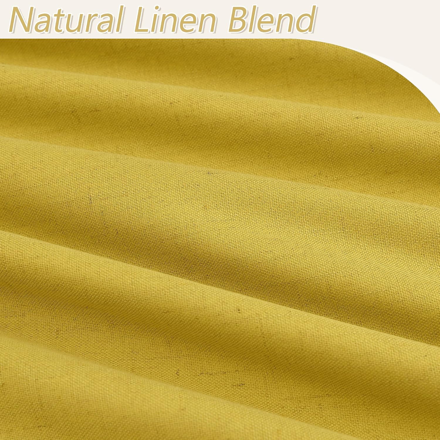 Guken Celery Yellow 100% Blackout Linen Curtains 102 Inch Length 2 Panels Set for Living Room Bedroom Back Tab Rod Pocket Thermal Insulated…