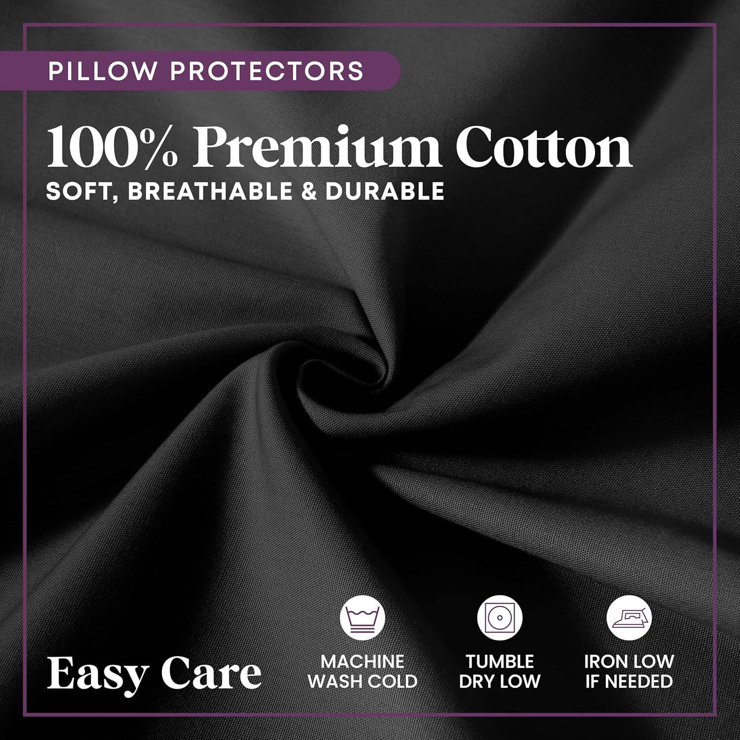 CirclesHome Pillow Protectors 2 Pack King Zippered - 100% Cotton Breathable Pillowcases - Protects Pillows from Dirt, Dust and Debris…