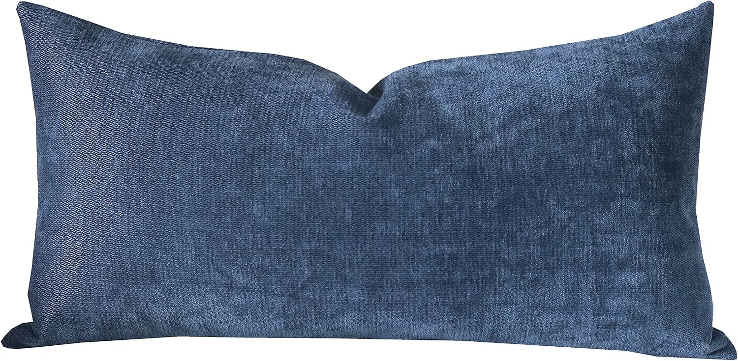 Slow Cow Chenille Rectangular Pillow Cover Pillowcase Decorative Lumbar Throw Pillow Cover for Couch Sofa 12 x 24 Inches Navy Blue