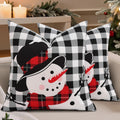 decorUhome Summer Black and White Snowman Linen Decorative Throw Pillow Covers 16x16 Set of 2 Buffalo Plaid Check Farmhouse Gingham Cushion…