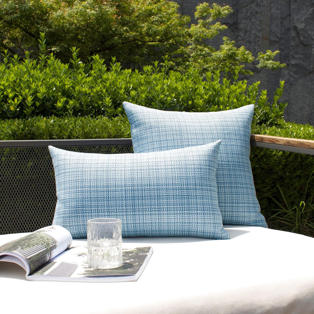 Kevin Textile Pack of 2 Decorative Outdoor Waterproof Pillow Covers Garden Cushion Sham Throw Pillowcase Shell for Patio Tent Couch 12x20…