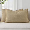 decorUhome Summer Decorative Throw Pillow Covers 12x20 Set of 2 Lumbar Faux Linen Farmhouse Pillow Covers with Stitched Edge Outdoor…
