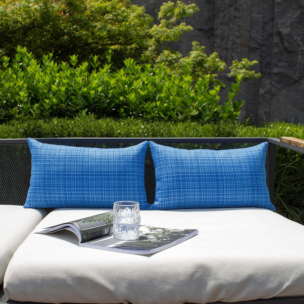 Kevin Textile Pack of 2 Decorative Outdoor Waterproof Throw Pillow Covers Lumbar Pillowcases Modern Cushion Cases for Patio Couch Bench…