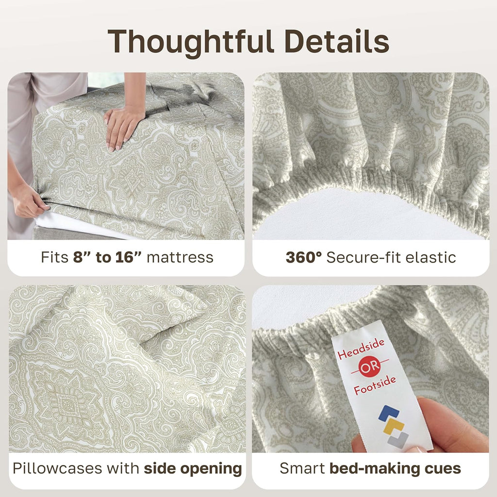 CaliforniaDesignDen California Design Den Soft 100% Cotton Sheets King Size Set, 400 TC Good Housekeeping Award Winner, Smooth Sateen Finis…