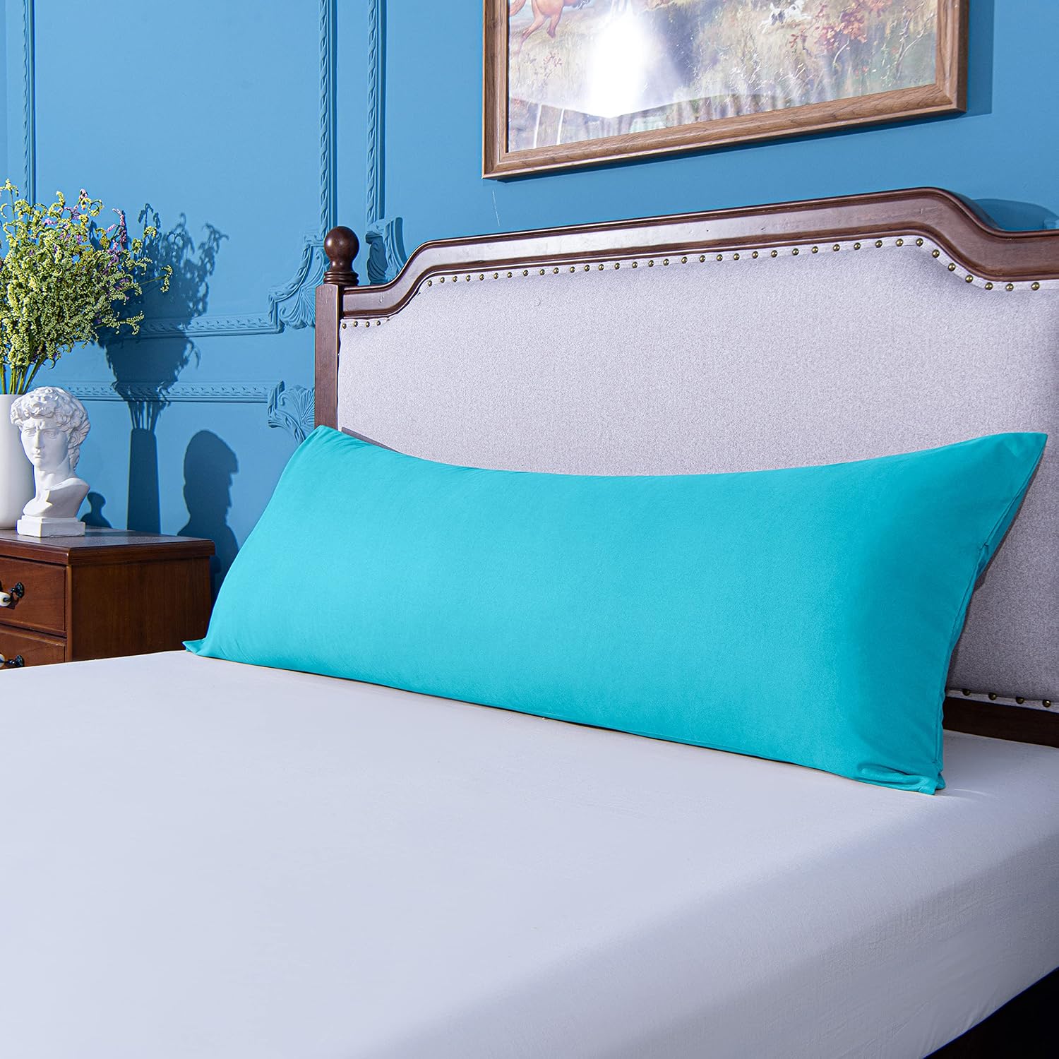 Ntbay Body Pillowcase - Brushed Microfiber 20x54 Pillowcase - Soft, Wrinkle-Free, Fade-Resistant, Stain-Resistant, Blue Body Pillow Cover w…