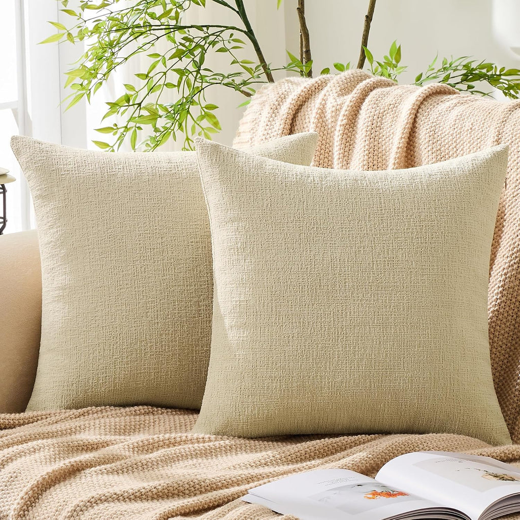Gawamay Set of 2 Soft Textured Chenille Throw Pillow Covers 26x26 Inch (66x66 CM), Decorative Pillowcases Cushion Covers for Farmhouse Home…
