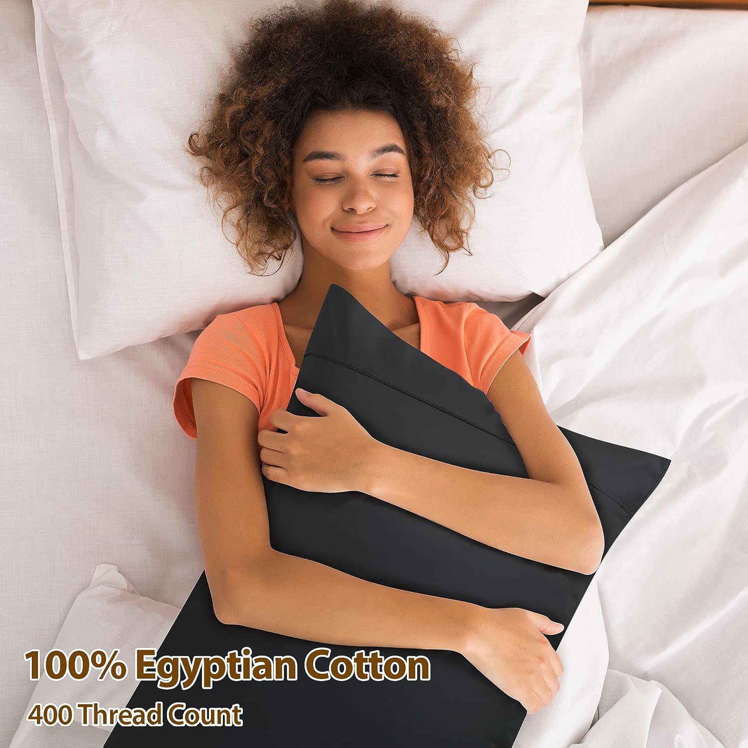 ShunjieHome 100% Egyptian Cotton Pillow Cases Set of 2, King Size 400 Thread Count Cooling Pillowcases, Soft and Breathable Pillow Covers w…