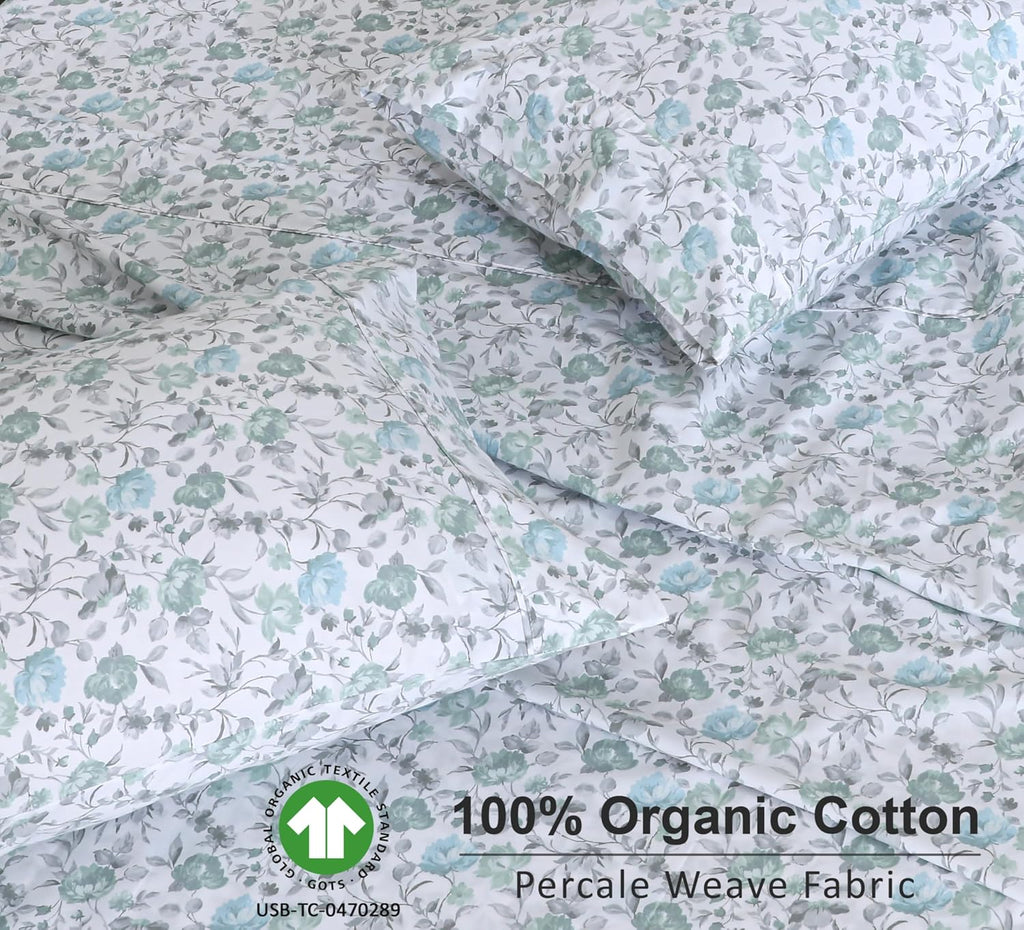 Ruvanti 100% Cotton Organic Percale Sheets Full Size – Crisp Cooling Bed Sheets for Hot Sleepers, Deep Pocket 15”, Soft Peach Finish, Breat…
