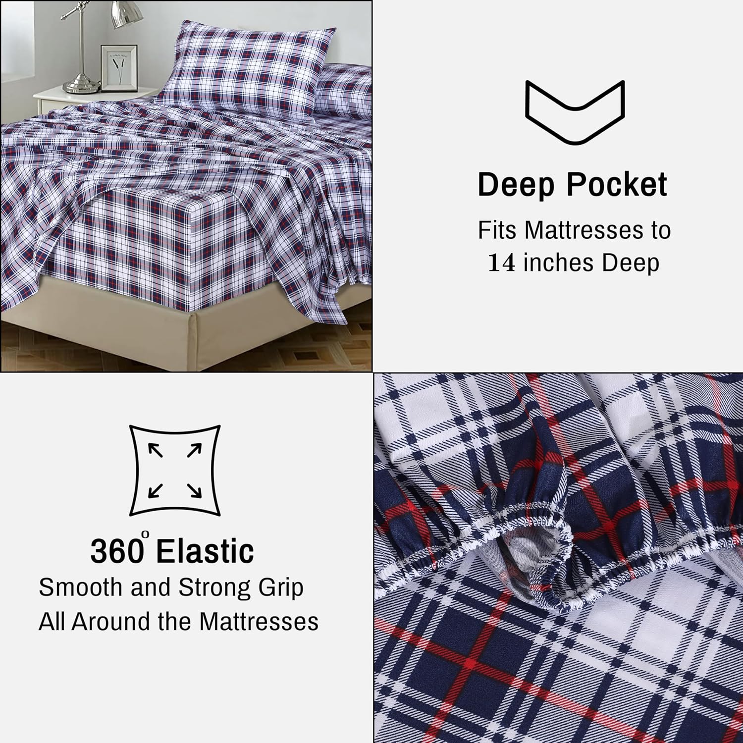 Ruvanti 100% Cotton Percale Sheets California King Size – Crisp Cooling Bed Sheets for Hot Sleepers, Deep Pocket 14”, Soft Breathable & Dur…