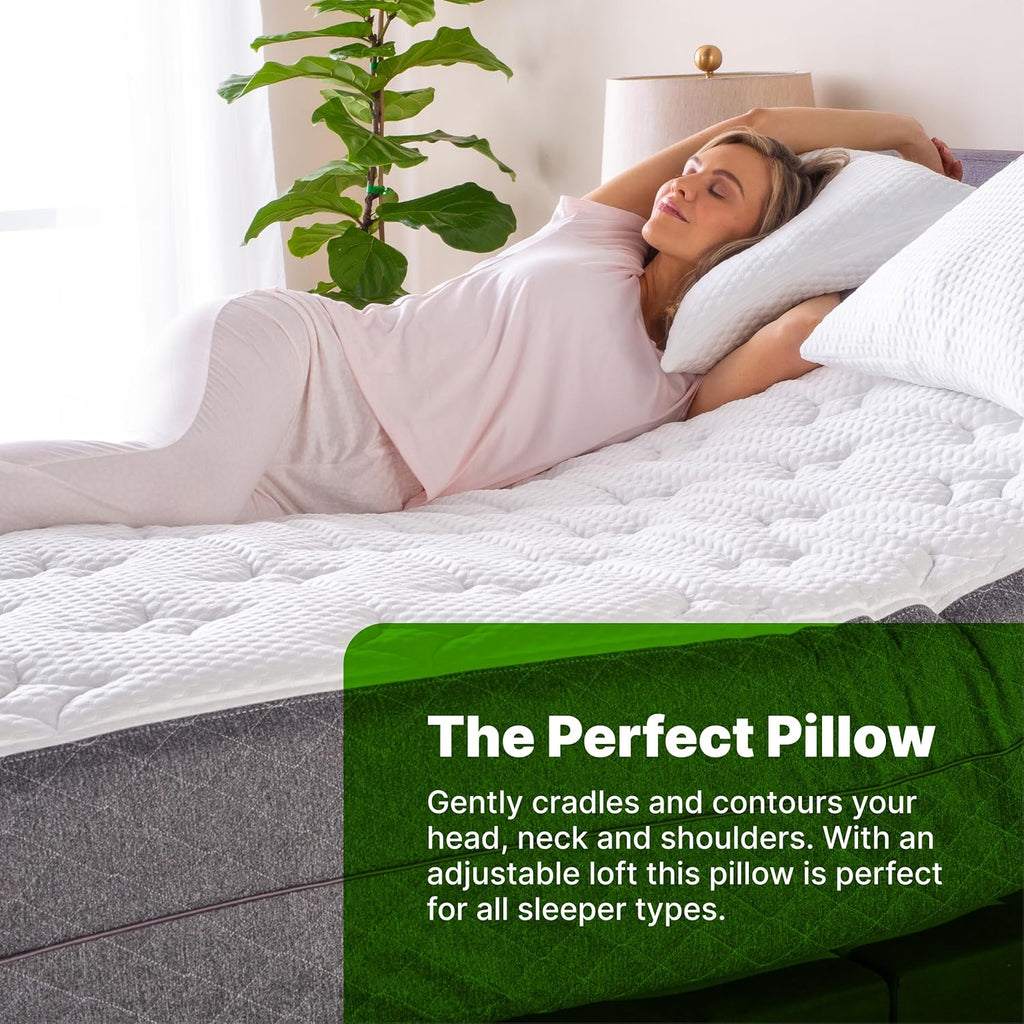 GhostBed Shredded Memory Foam Pillow with Adjustable Gel and Cooling Breathable Cover - Queen Size Shredded Pillows CertiPUR-US Certified…