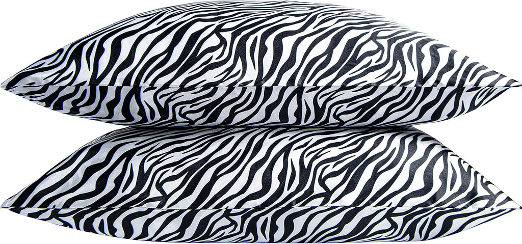 Ntbay 2 Pack Satin Queen Pillowcases for Hair and Skin, Luxurious and Silky Zebra Printed Pillow Cases with Envelope Closure, 20x30 Inches,…