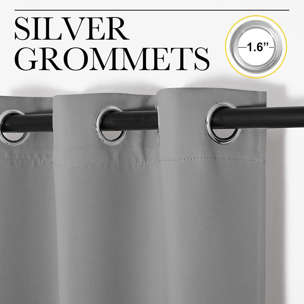 NICETOWN Silver Grey Blackout Curtain Panels for Bedroom, 2 Panels, W29 x L40 inches, Thermal Insulated Grommet Top Blackout Draperies…
