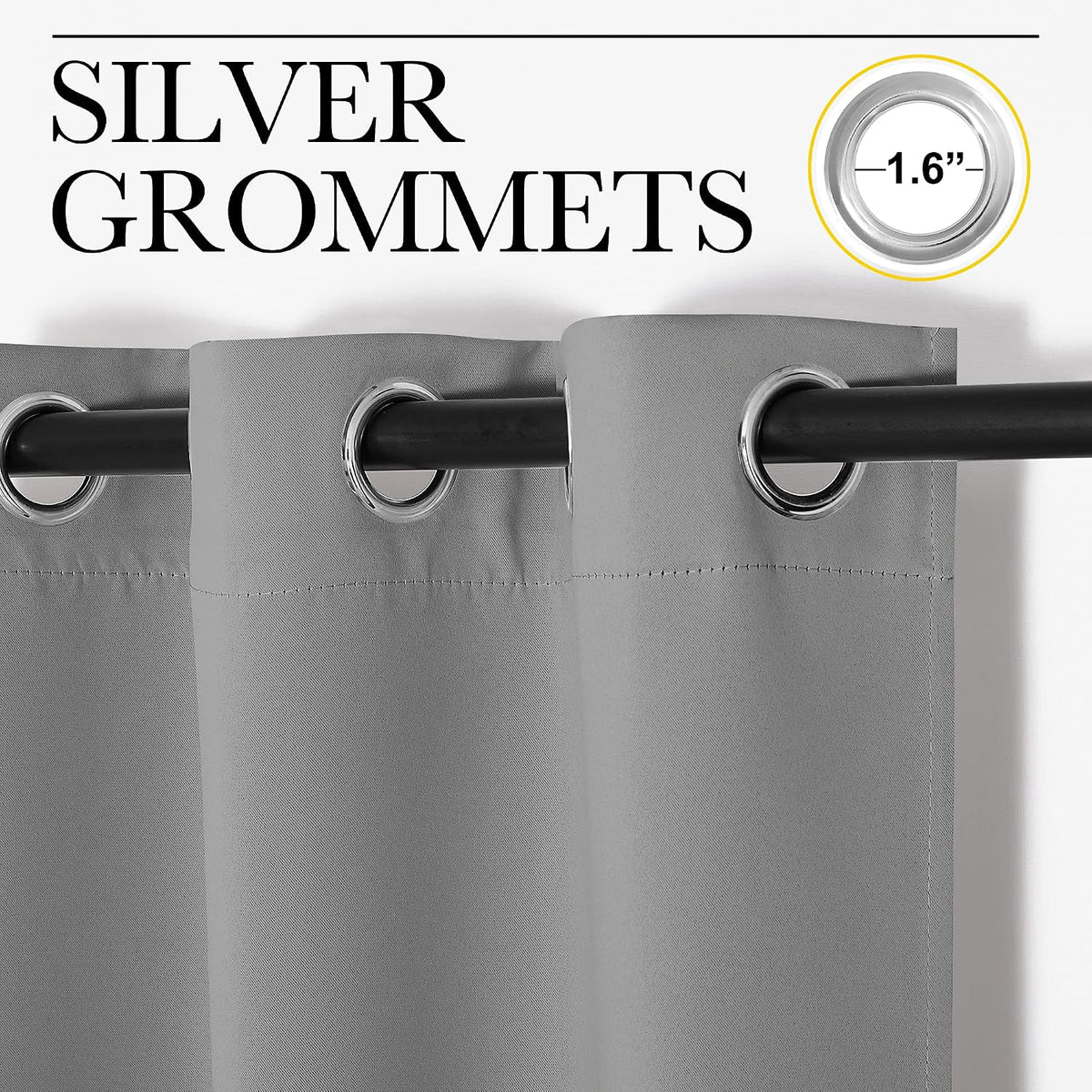 NICETOWN Silver Grey Blackout Curtain Panels for Bedroom, Thermal Insulated Grommet Top Blackout Draperies and Drapes (2 Panels, W29 x…