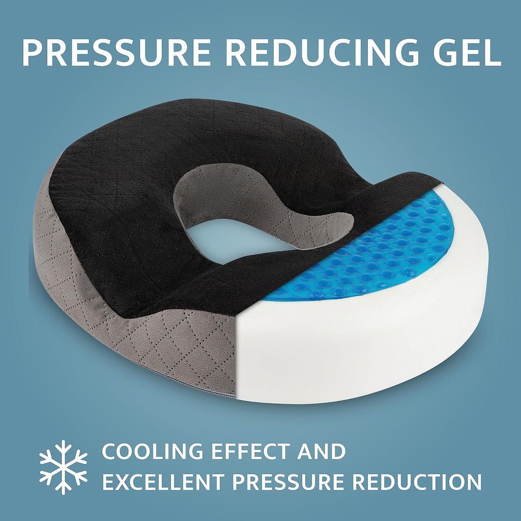 thy Spirit Gel Donut Pillow | Lifting Cushion | Donut Cushion for Tailbone Hemorrhoid Cushion Coccyx Sciatica Pregnancy Cushion (Grey/B…