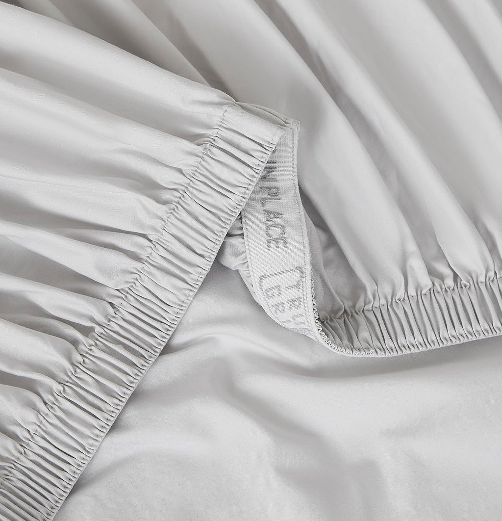 Linen Closet 4 Pcs 100% Cotton King Size Sheets Set, Light Gray, 400 Thread Count, Percale Weave, Deep Pocket Fitted Sheet, Fits Up To…