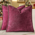 decorUhome Chenille Soft Cozy Throw Pillow Covers 20x20 Set of 2, Modern Farmhouse Boho Velvet Decorative Pillow Cases with Stitched Edge f…