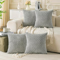Cozoomy Set of 4 Grey Decorative Throw Pillow Covers 16x16 Inch Corduroy Pillow Covers for Bed Couch Sofa Living Room Soft Square Cushion C…