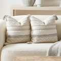 BlissBlush Gray Decorative Throw Pillow Covers 18X18 Combo Set of 2 Square Boho Neutral Grey Accent Pillowcase Tassels Farmhouse Cushion…