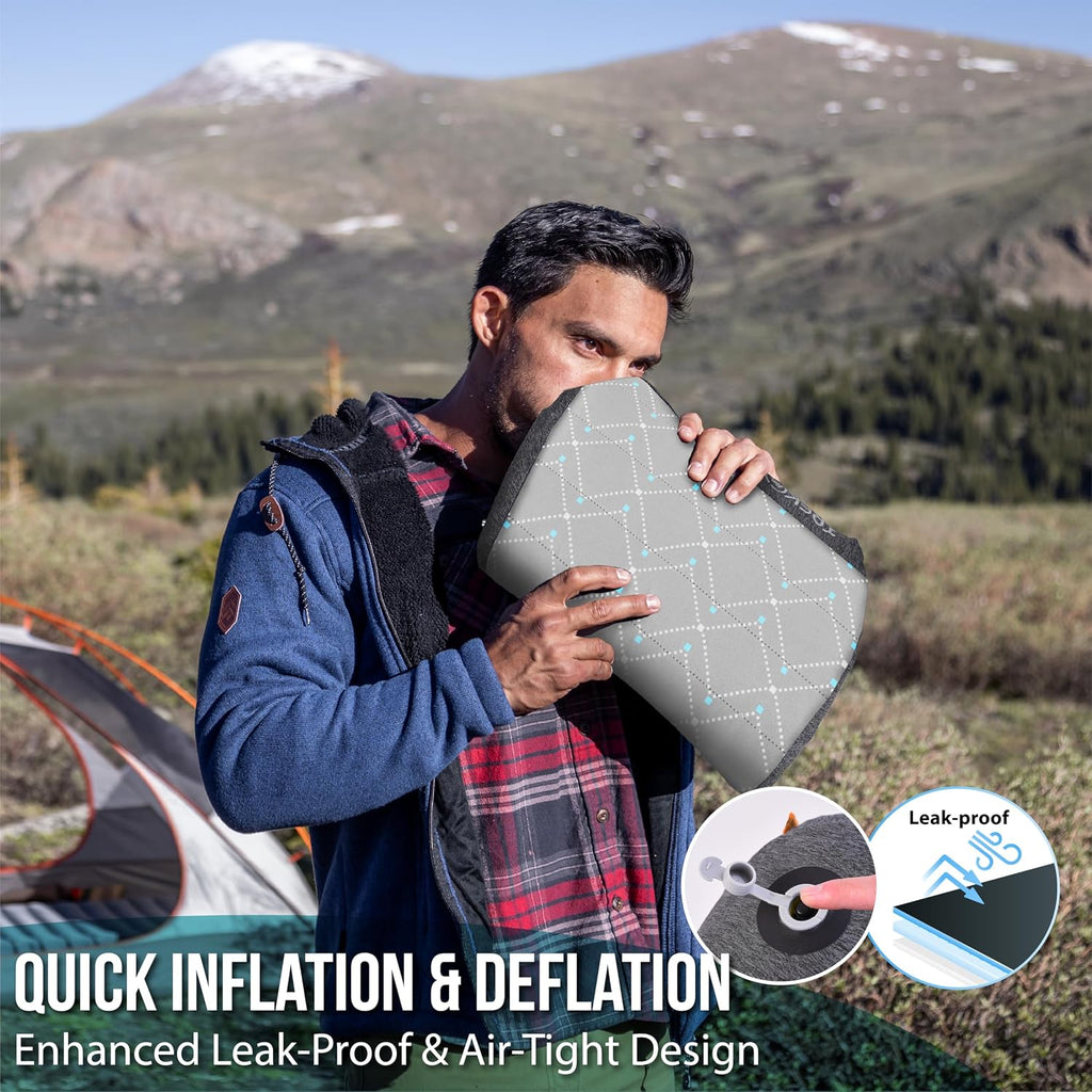 TREKOLOGY ALUFT Pro Inflatable Travel Pillow with Removable Foam-Padded Washable Cover - Quiet Soft-Touch Surface, Adjustable Firmness…