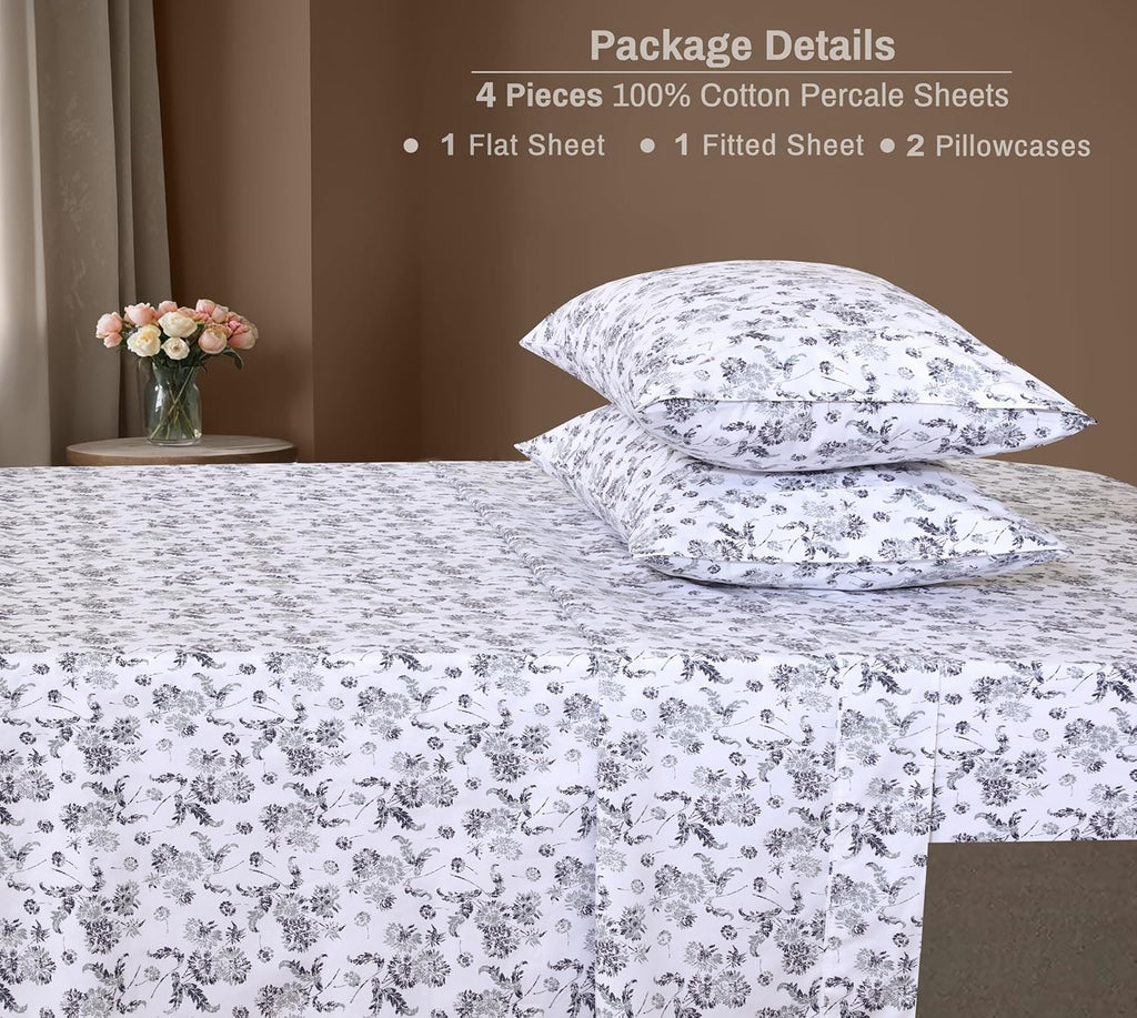 Zoyer 100% Cotton Sheets – King Size Percale Bedding, Cooling & Breathable, Durable with a Crisp, Soft & Comfortable Feel, 16" Deep Pocket,…