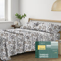 THREAD SPREAD 100% Organic Cotton Sheets Twin Size - Organic Cotton Twin Percale Weave Sheet Set (3 PC, Floral Ivory), Soft, Cooling…