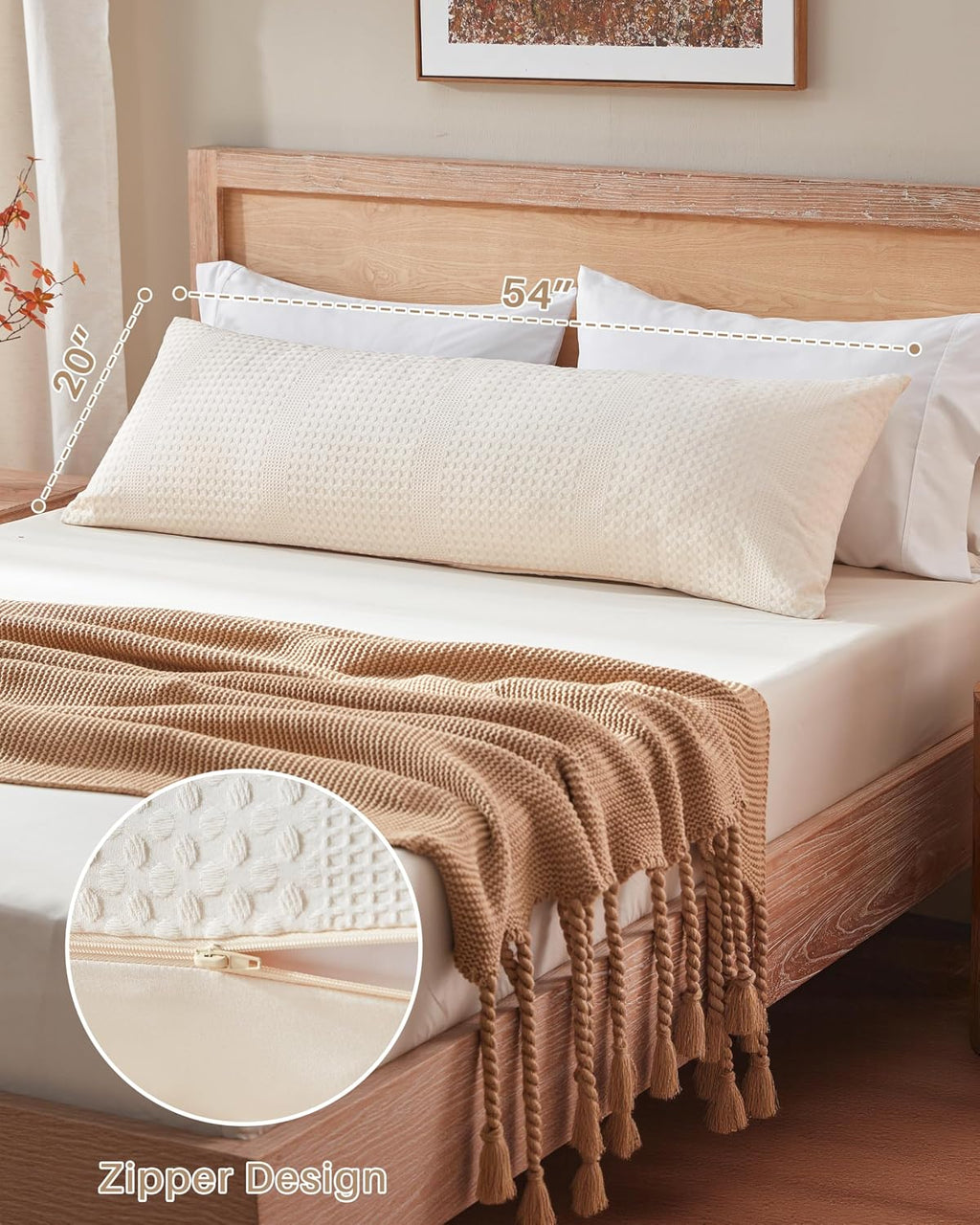YZ HOME Waffle Weave Body Pillow for Adults - Memory Foam Body Pillow with Removable Pillowcase - Firm and Fluffy - Large Long Bed…