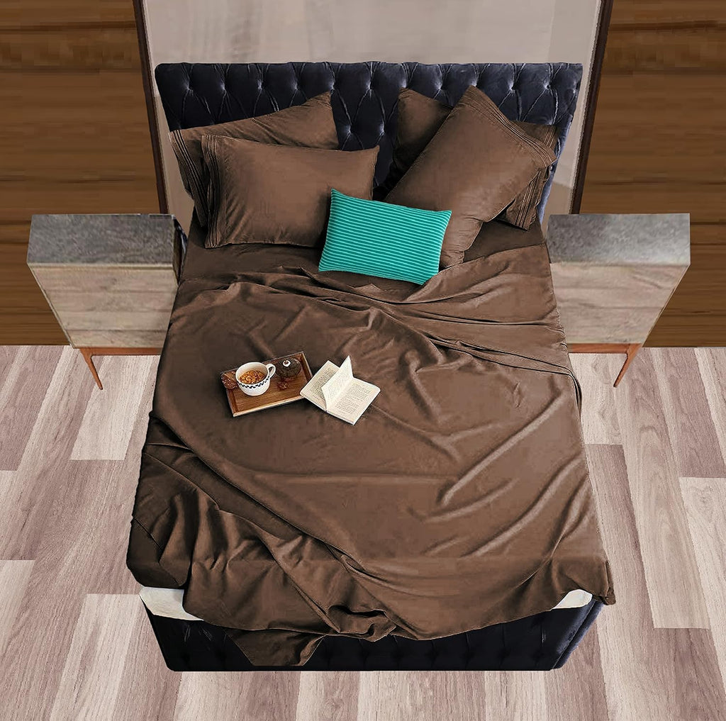 MocassiLuxuryBedding Mocassi Cali King Sheet Set - Luxury Hotel 1800 Premier Bedding Sheets & Pillowcases - Ultra Soft Breathable & Cooling…