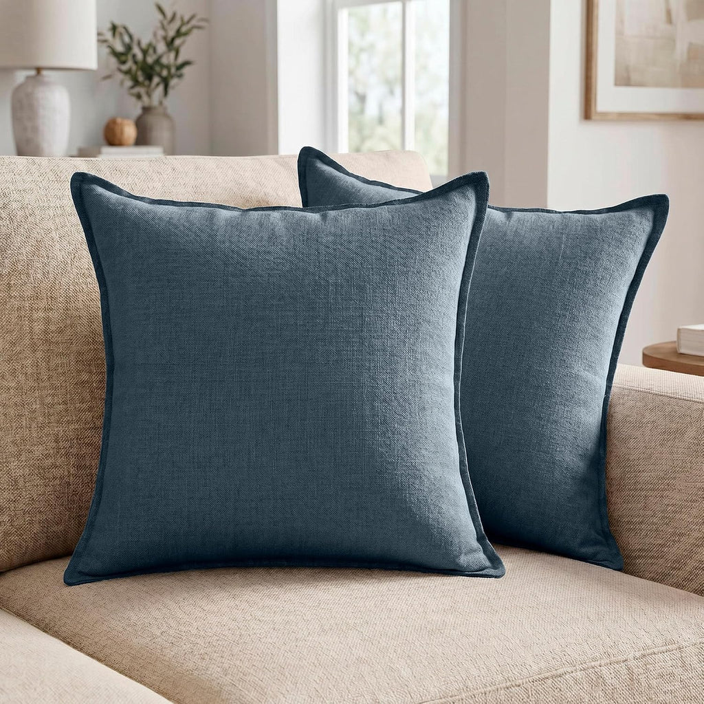 Symplora Cotton Linen Throw Pillow Covers Set of 2, Breathable Non Pilling Decorative Pillow Covers, Machine Washable Cushion Case for…