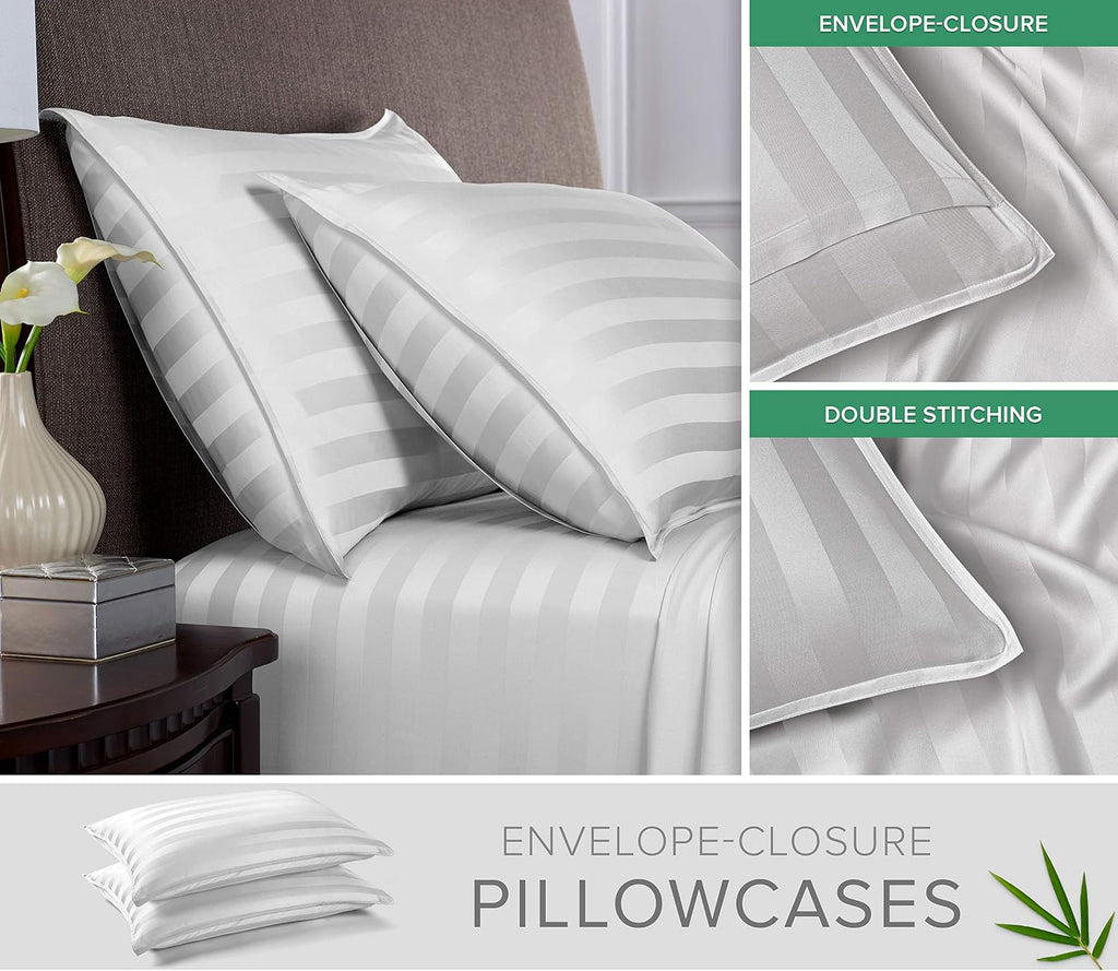 PureBamboo Pure Bamboo Split King Sheets, Genuine 100% Organic Viscose Derived from Bamboo Bed Sheet Set, Soft & Cooling, Double Stitching,…