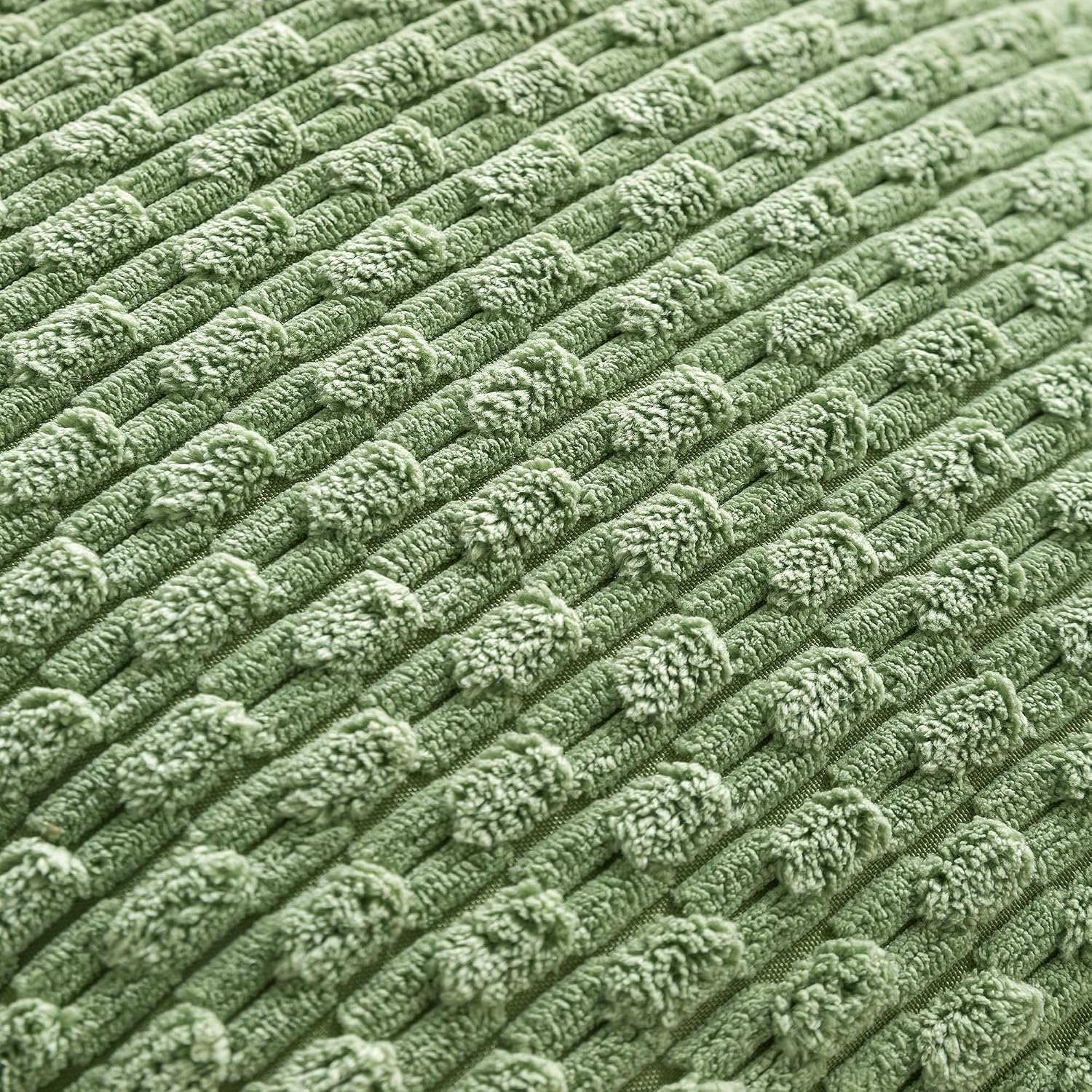 Cozoomy Set of 4 Sage Green Decorative Throw Pillow Covers 18x18 Inch Corduroy Pillow Covers for Bed Couch Sofa Living Room Soft Square Cus…