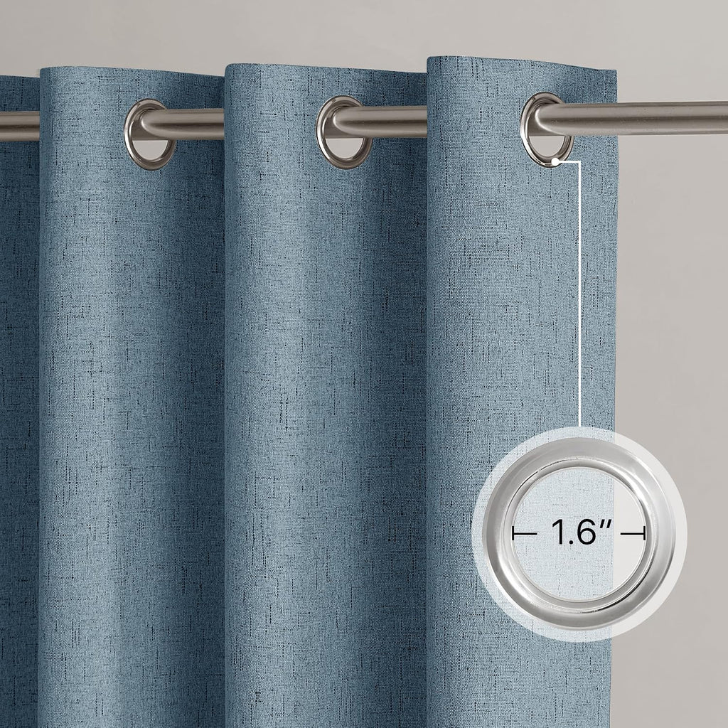 Nicetown 100% Blackout Linen Sliding Door Curtains with White Liner Composite, Grommet Extra Wide Window Treatments Room Divider Drapes for…