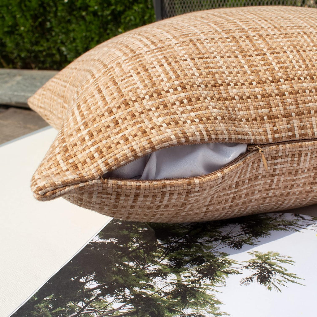 Kevin Textile Outdoor Waterproof Throw Pillow Covers 12x24 Inch Pack of 2 Woven Faux Linen Farmhouse Decorative Water Resistant Lumbar…